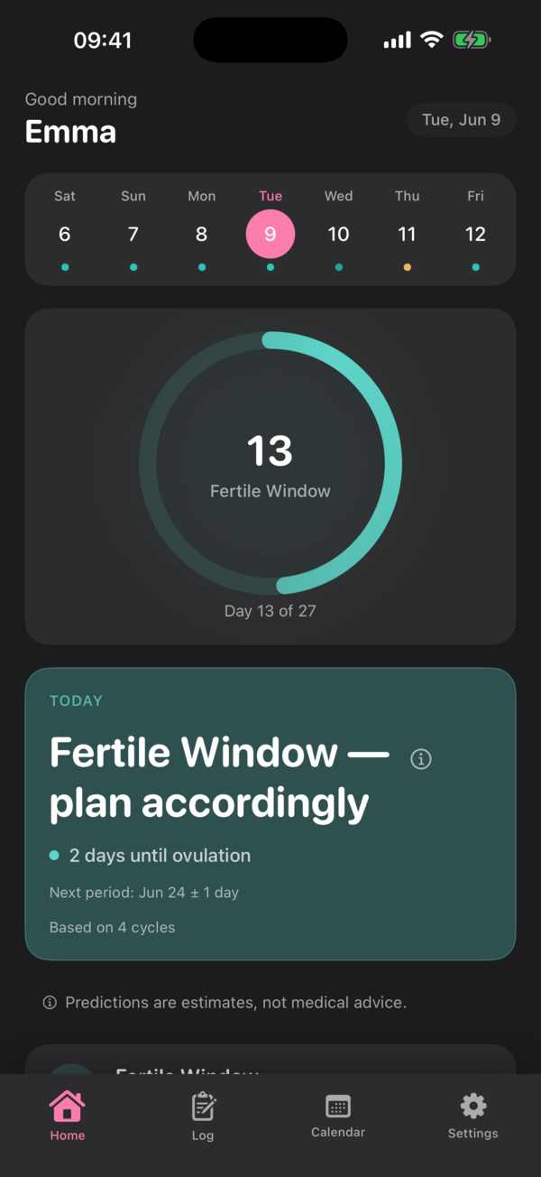 Ovaly home screen in dark mode