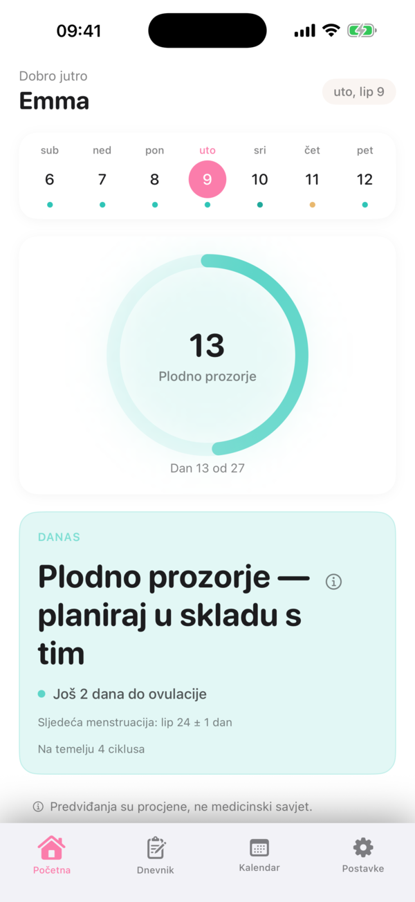 Ovaly home screen in Croatian